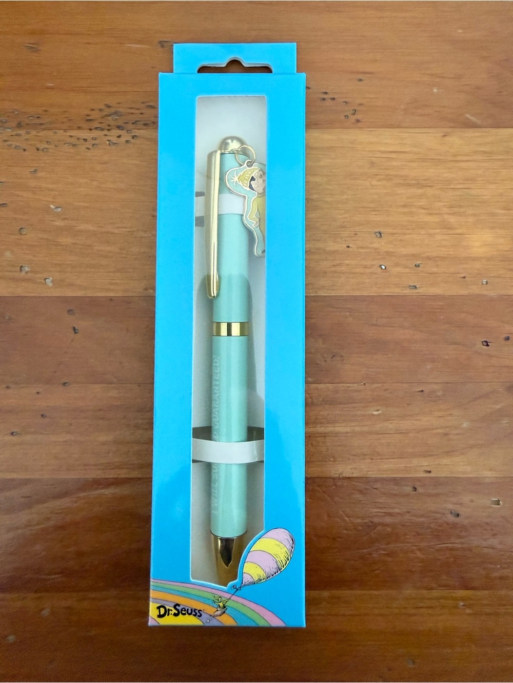 Dr. Seuss Mint Green Pen with Gold Accents and Character Charm